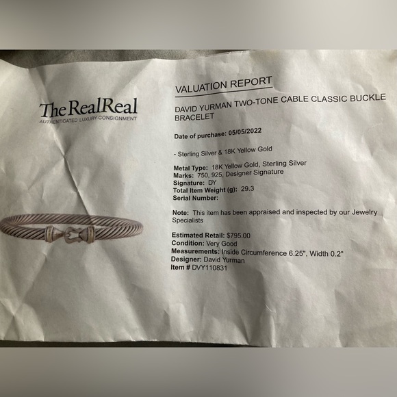 David Yurman Cable Classic Buckle Bracelet-Sterling Silver & 18K Yellow Gold. - Picture 4 of 4